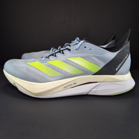 Adidas Adizero Boston 12 Wonder Blue Lucid Lemon Shoes ID4233 Men's Size 12 - Picture 4 of 12